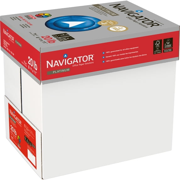 Navigator Platinum Paper 99 Brightness 20lb 8-1/2 x 11 White 5000/Carton NPL1120