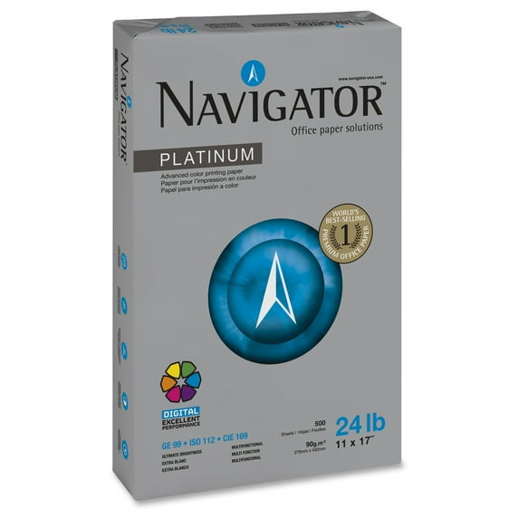 Navigator, SNANPL1724, Platinum Superior Productivity Multipurpose Paper - Silky Touch, 2500 Per Carton, Bright White