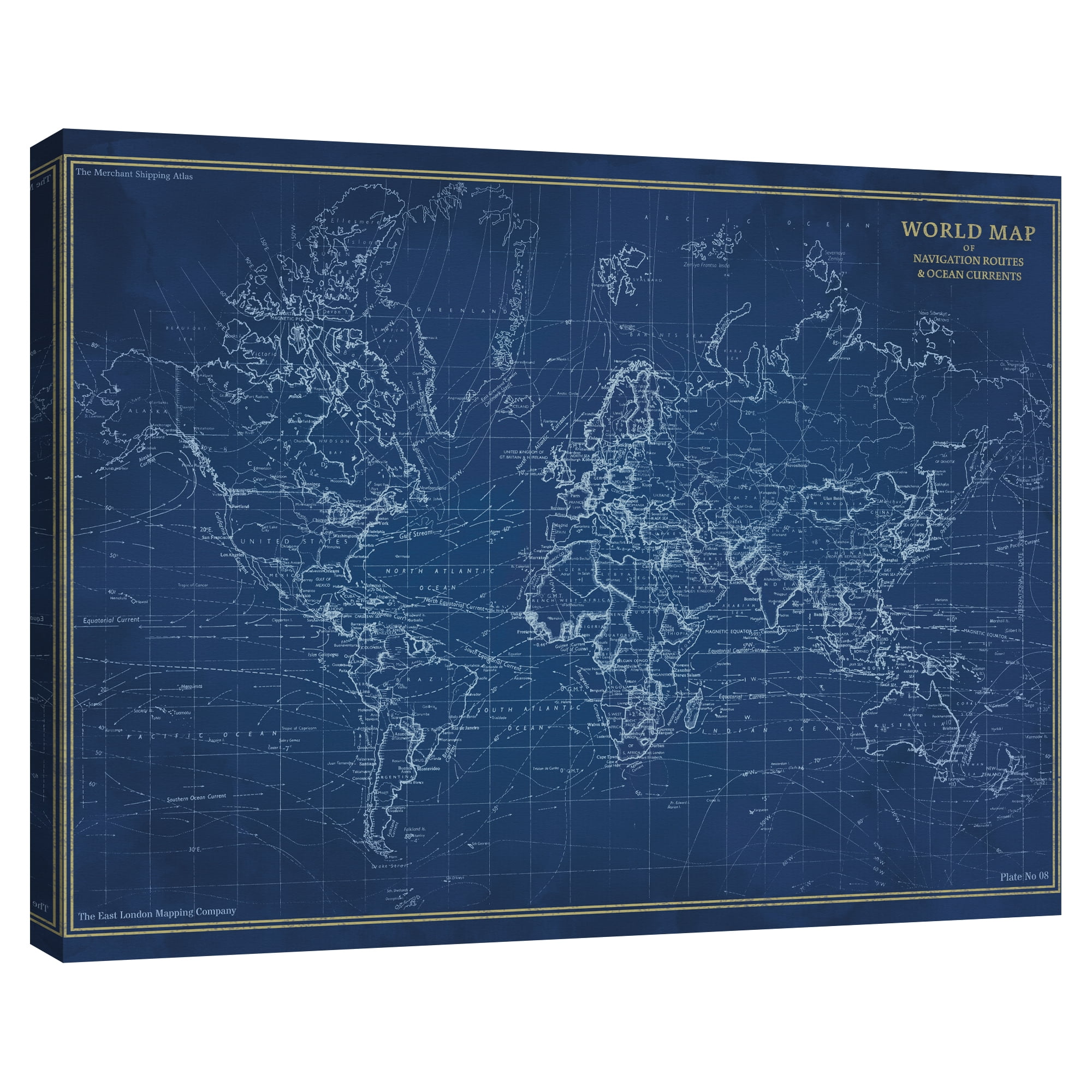 Navigator World Map by The Vintage Collection Canvas Art Print
