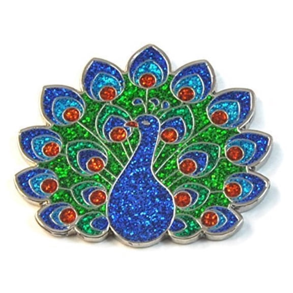 Navika Glitzy Peacock Ball Marker with Magnetic Hat Clip