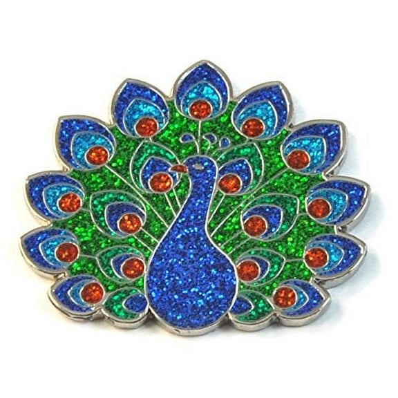 Navika Glitzy Peacock Ball Marker With Magnetic Hat Clip