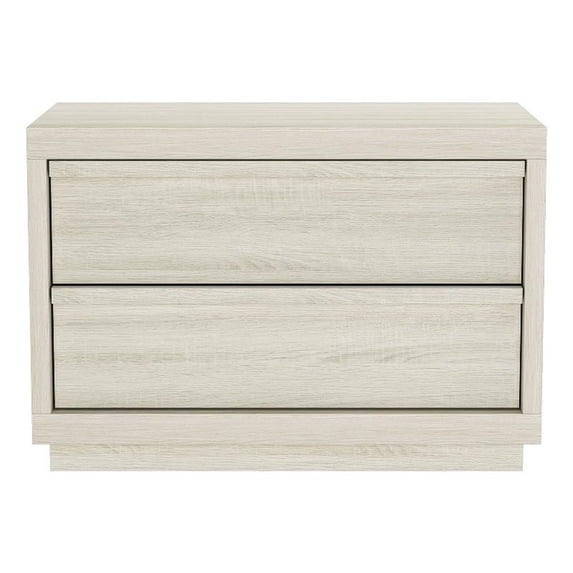 Navis Contemporary 32" Nightstand in Whitewashed Oak (2-Drawer)