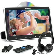 Naviskauto 10.1'' DVD Player for Car with HDMI Input Wall Charger Headphone, Car DVD Player with Headrest Mount Support 1080P Video, MP4, USB/SD Card, AV in & AV Out, Region Free, Last Memory