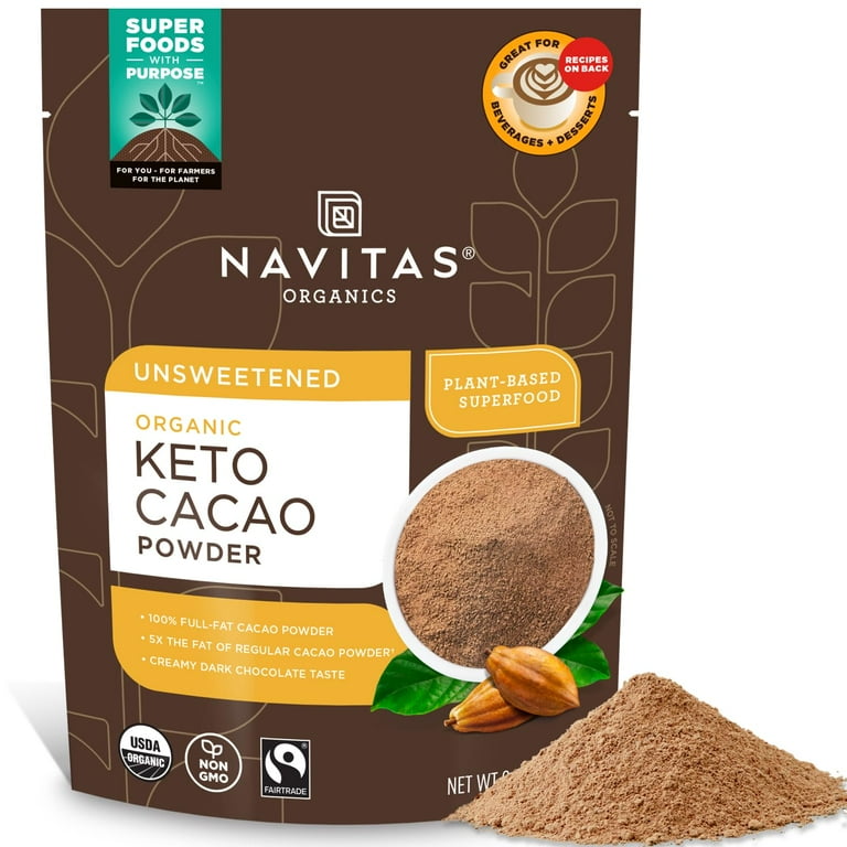 Navitas Organics Keto Cacao Powder, 8 oz. Bag, 15 Servings