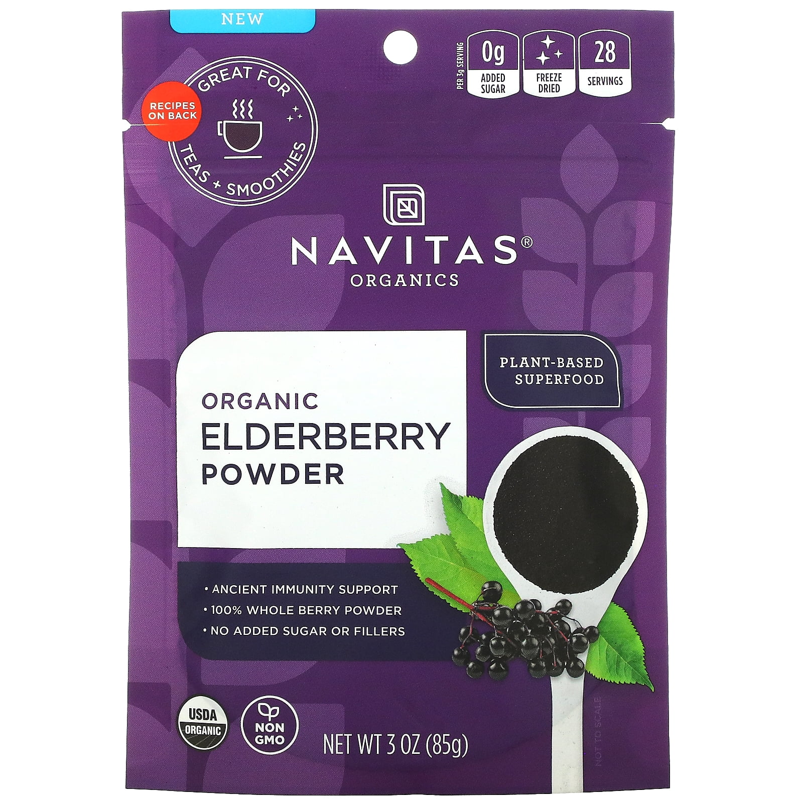 Navitas Organics Elder Immune Defense, Organic Elderberry Powder, Tart ...