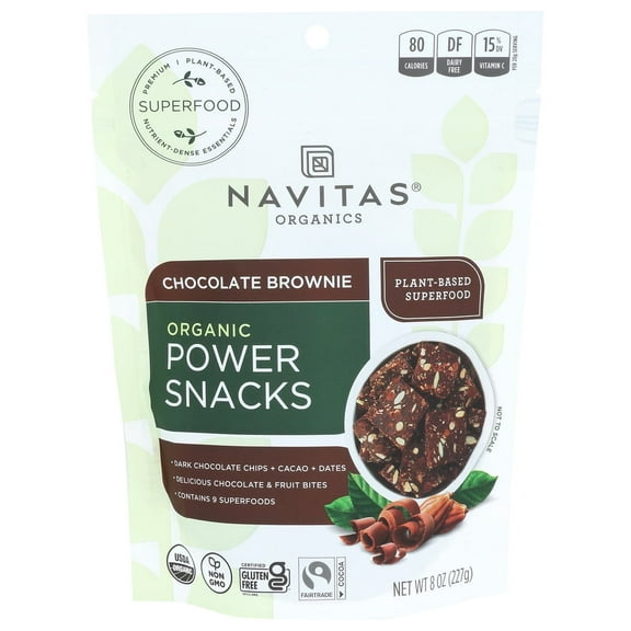 Navitas Organics Power Snacks Chocolate Brownie  Cacao 8 oz Bag