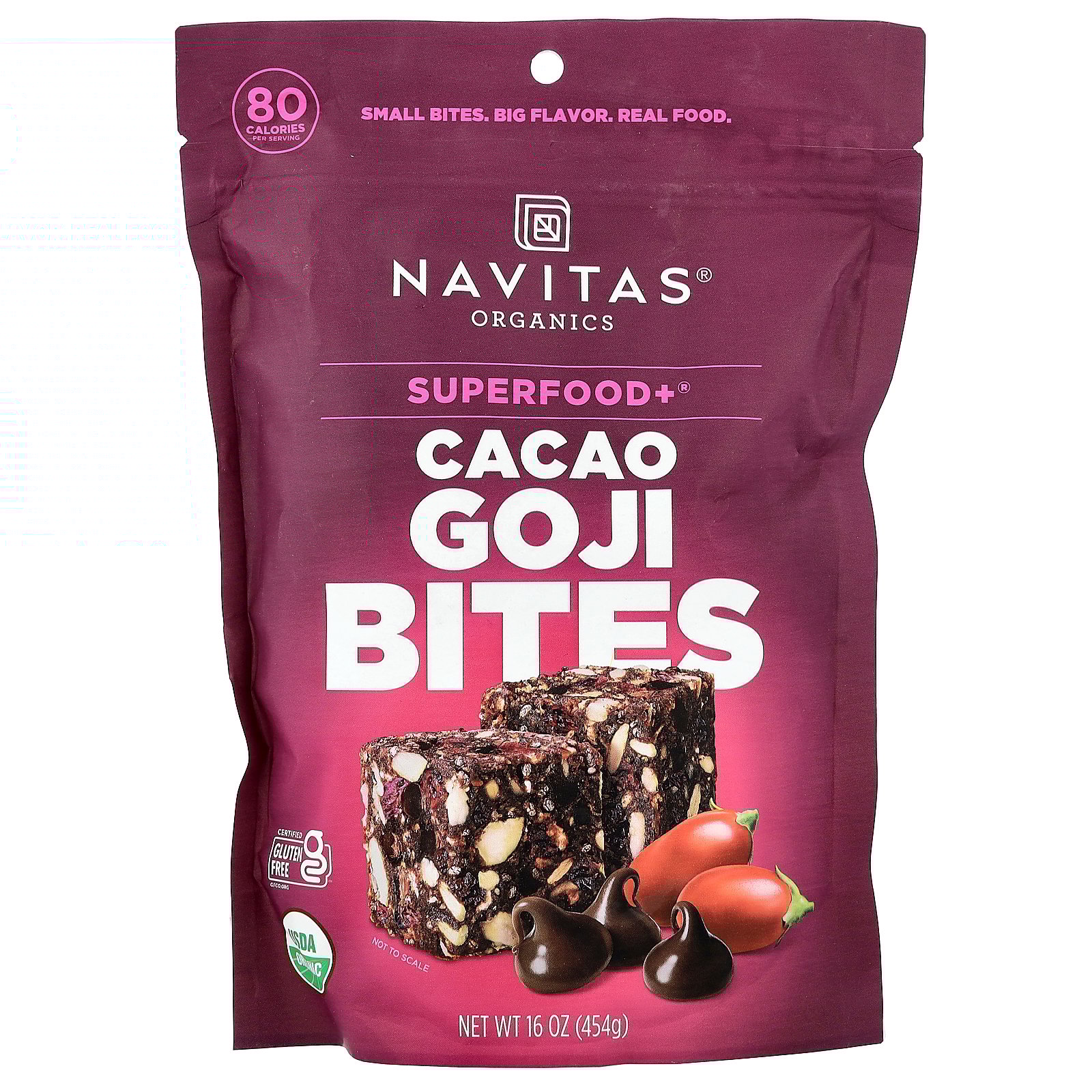 Navitas Organics Superfood Power Snacks, Cacao Goji, 16 oz. Bag Organic, Non-GMO, Gluten-Free