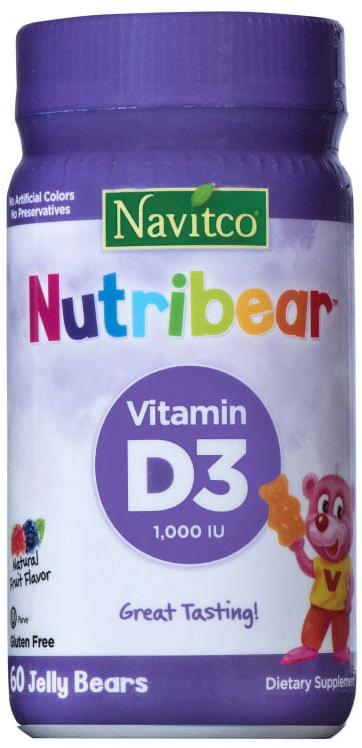 Navitco Kosher NutriBear Vitamin D3 1000 IU Chewable Gummies Natural