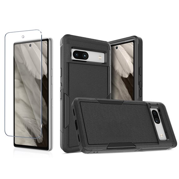 Navor Case Compatible with Google Pixel 7A, 2022 Release 6.1-inch Full Body Military Grade Drop Protection Shockproof Silicone Cover with Screen Protector