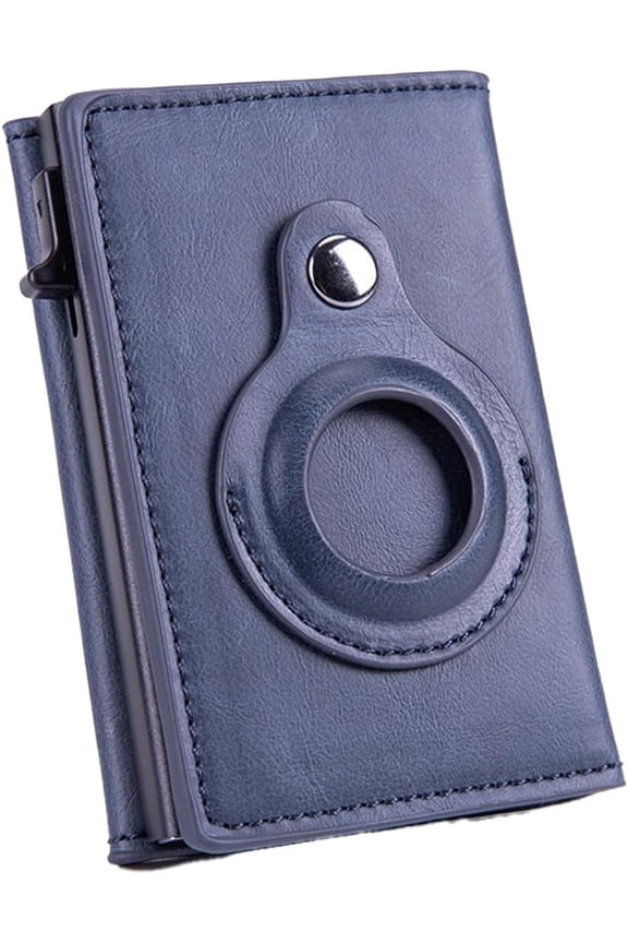 Leather Bi-Fold Pop-up Wallet with AirTag Holder, RFID Blocking, Slim Front Pocket Wallet Holds 10-12 Cards & Cash