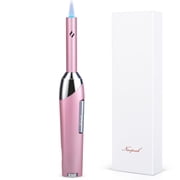 Navpeak Candle Lighter with Fuel Visible Windproof Straight Flame Blow Torch Lighter for Candle Kitchen Cooking Outdoor BBQ (Butane not Included) (Rose gold)