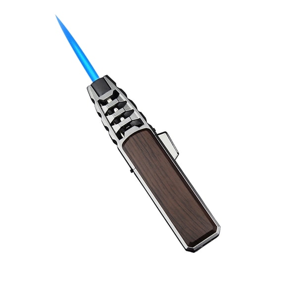 Navpeak Powerful Torch Lighter Stright Blue Flame Solar Beam Torch Lockable Windproof Jet Torch Refillable for Baking Kitchen Cook BBQ Candle Camping (Butane Not Included) (Brown)