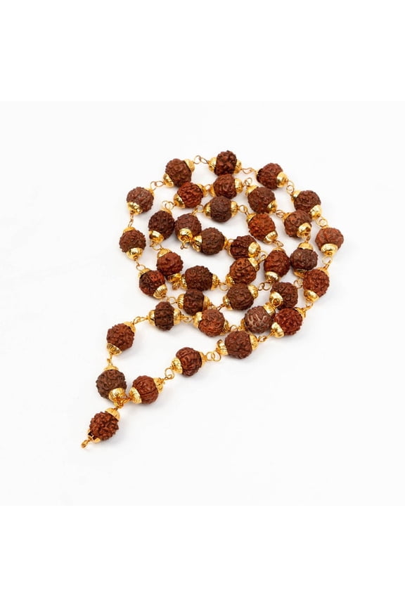 Rudraksha Mala Necklace Natural Beads for Meditation & Healing | Unique Gift