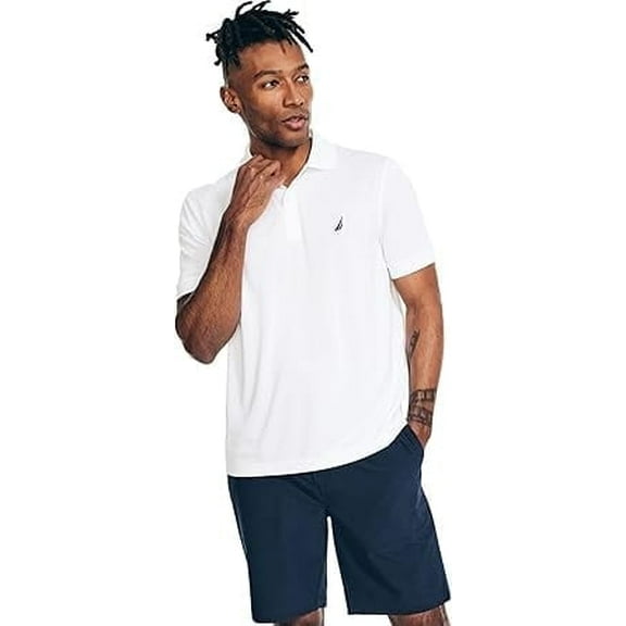 Nautica Men's Navtech Classic Fit Performance Polo, Bright White, Medium
