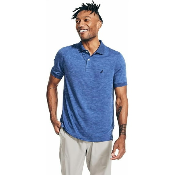 Nautica Men's Navtech Classic Fit Performance Polo, Starlight Blue Heather, Large