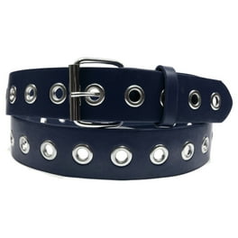 Unisex Black Bonded Leather Belt with Large 1 Hole Row Silver Grommets Snap Removable Buckle Walmart