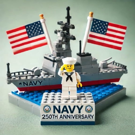 Navy 250th Anniversary Destroyer Building Blocks Model Kit, Small Particle Military Battleship Bricks, Collectible Desk Display Gift for Boys & Hobby Fans