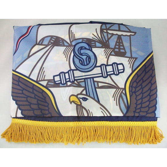 Navy - 3'X5' Nylon Flag with Pole Hem and Gold Fringe