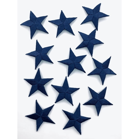 Navy Embroidered Star Iron-On Appliqu 1-5/8 Pack of 12 Heat Seal Patches for Uniforms, Costumes, Crafts Trimplace