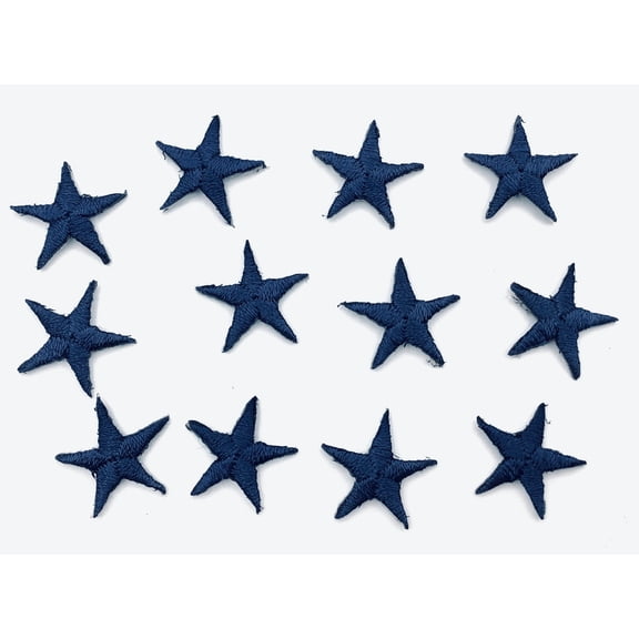 Navy 5/8" Star Iron-on Embroidered Applique - 12 Pieces