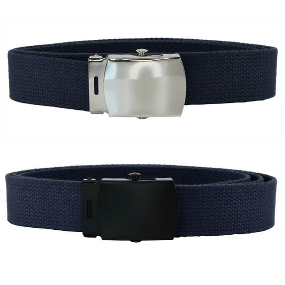 Navy Adjustable Canvas Military Web Belt With Metal Buckle 32 to 72