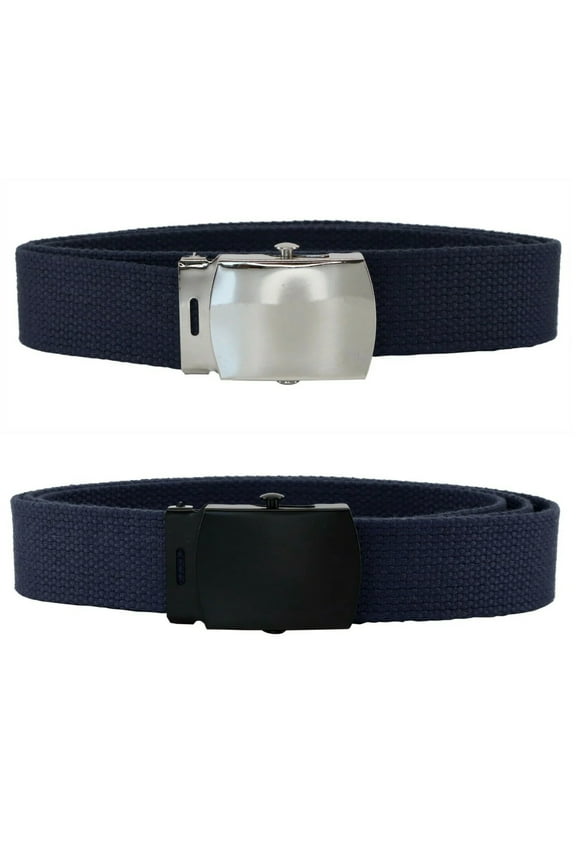 Navy Adjustable Canvas Military Web Belt With Metal Buckle 32 to 72