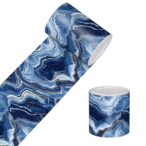 Navy Agate Pattern Peel and Stick Wallpaper Border 4x196in