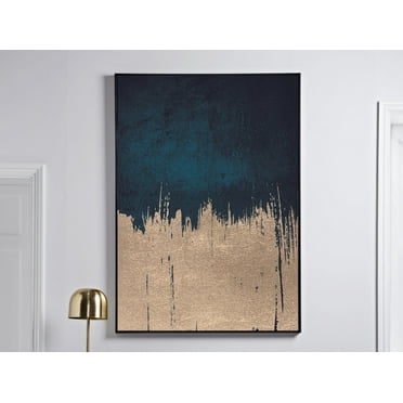 Navy And Gold Wall Art · Gold Foil Print Effect Abstract Art Print · Wall Art · Dark Blue Wall Art · Wall Art, Modern Wall Decor, 8x12 UNFRAMED