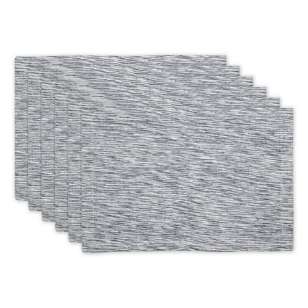 Navy And Off-White Tonal Recycled Cotton Slubby Rib Placemat (Set of 6)