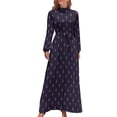 thumbnail image 1 of Navy And Pink Lobsters Pattern Women's Long Dress Long Sleeves Dress Vintage Dresses Party Maxi Dress High Waist Dress, 1 of 4
