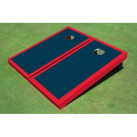Navy And Red Matching Border Custom Cornhole Board