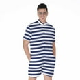 thumbnail image 1 of Navy And White Striped Pattern Short Sleeve Men'S Rompers Casual Summer Jumpsuits Outfit, 1 of 4