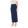 thumbnail image 1 of Navy Ankle Length Women's Plus Size Back Split Maxi Skirt, 1 of 5