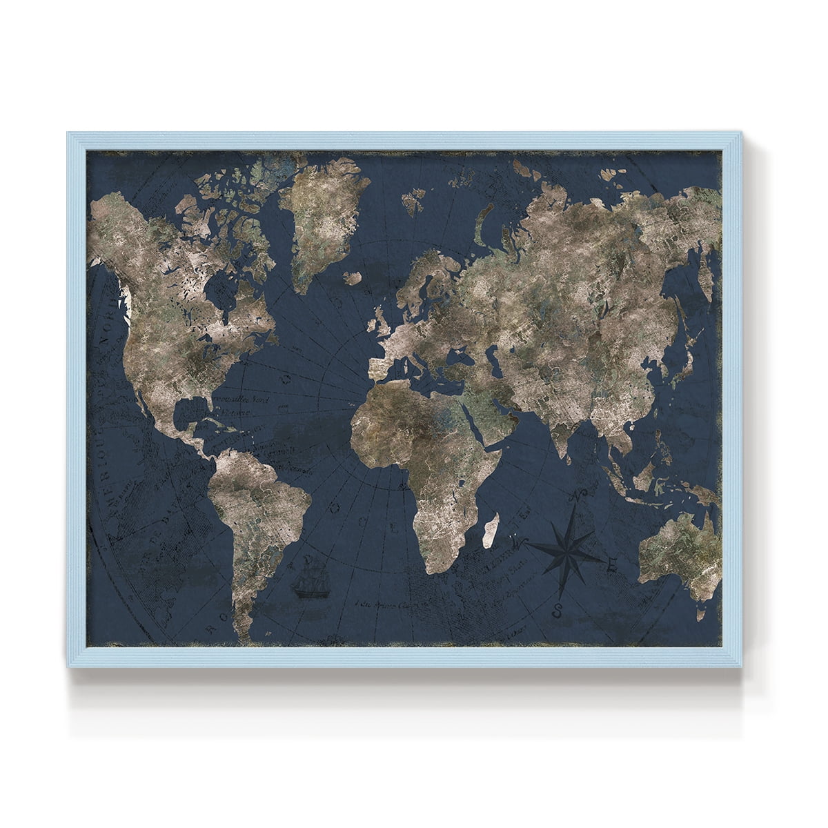 Navy Atlas by CAD Designs - Restickable Framed Giclée Print