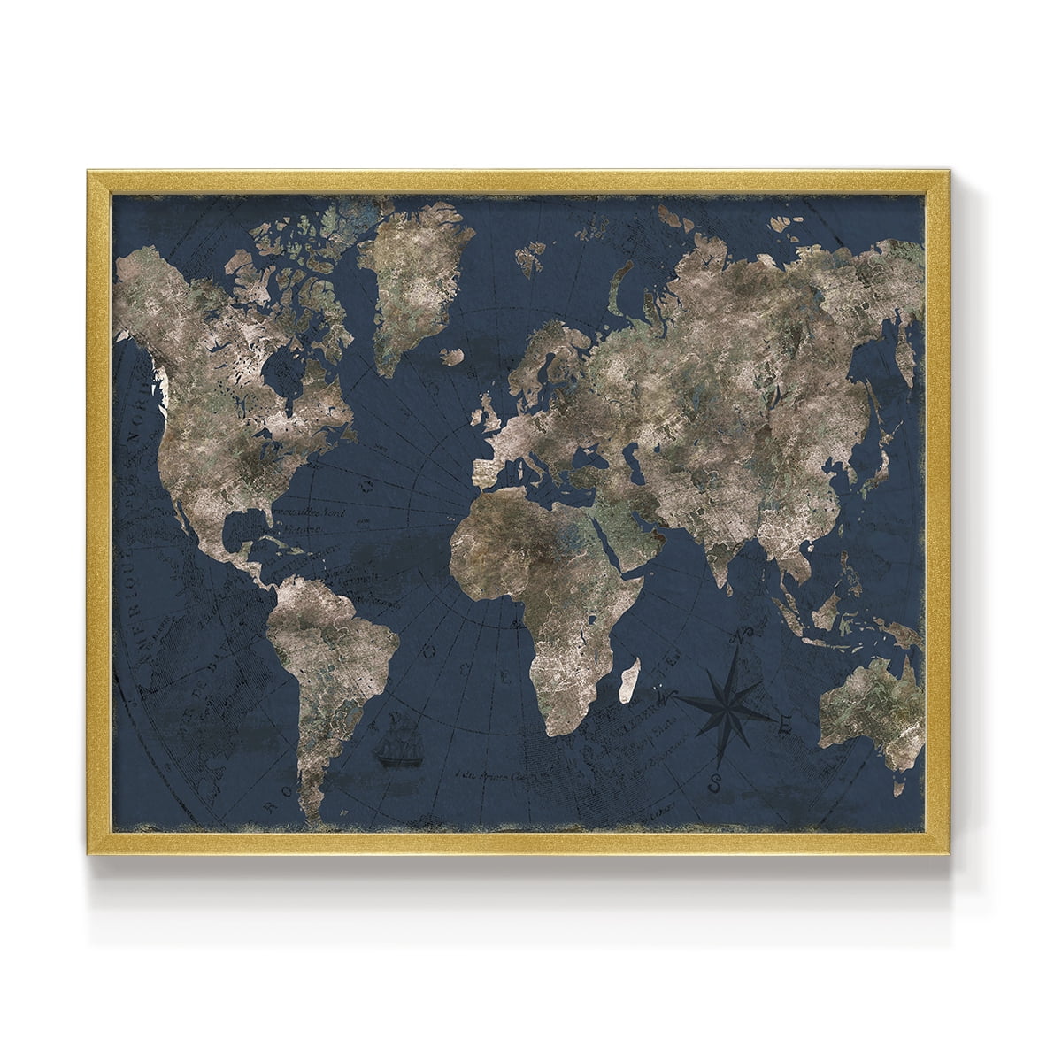 Navy Atlas by CAD Designs - Restickable Framed Giclée Print