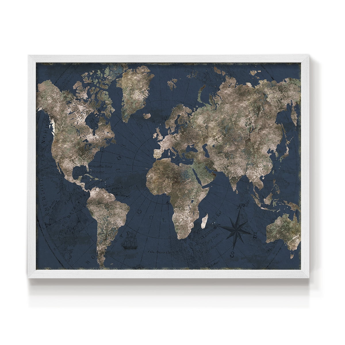 Navy Atlas by CAD Designs - Restickable Framed Giclée Print