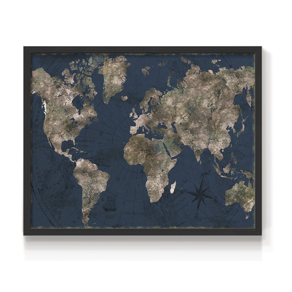 Navy Atlas by CAD Designs - Restickable Framed Giclée Print