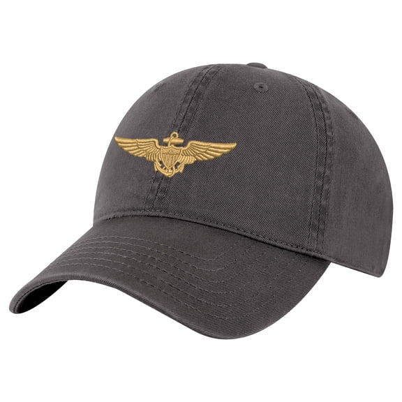 Navy Aviator Pilot Wings Baseball Hat, Pilot Wings Cap, Gift For Pilot, Custom Text On The Back (Charcoal, BackOfCap)