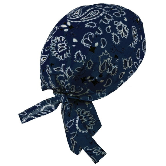 Navy BLUE Paisley Doo Rag Durag Headwrap Cotton Chemo Bandana Skull Cap Mens Womens