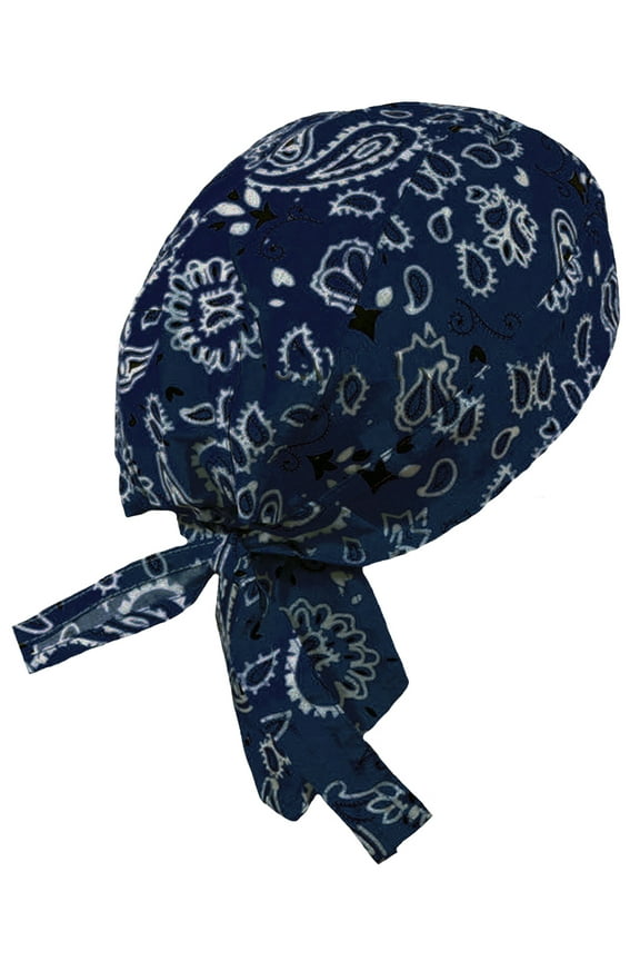 Navy BLUE Paisley Doo Rag Durag Headwrap Cotton Chemo Bandana Skull Cap Mens Womens
