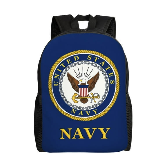 Navy Backpack Single-Sided Printed Backpack Light Casual Laptop Backpack Travel Backpack Suitable For Office Travel Commuting