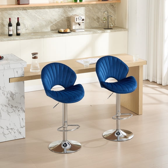Navy Bar Stools Set of 2,Adjustable Barstools with Back and Footrest,Counter Height Bar Chairs for Kitchen,compact adjustable seating,versatile pub seating. ﻿