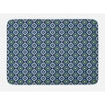 thumbnail image 1 of Navy Bath Mat, Abstract Leaf Form with Inner Circle Spots in Vibrant Tones Hippie Pattern, Non-Slip Plush Mat Bathroom Kitchen Laundry Room Decor, 29.5 X 17.5 Inches, Dark Blue Yellow White, Ambesonne, 1 of 2