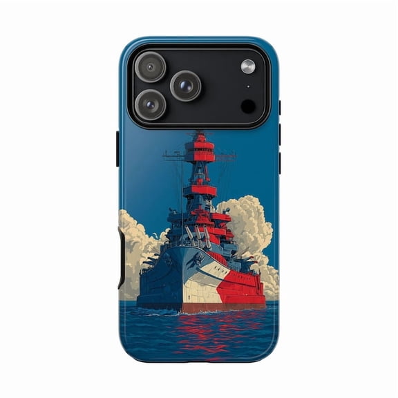 Navy Battleship Vector Illustration Case with iPhone 17 to 11 Pro Max H01267