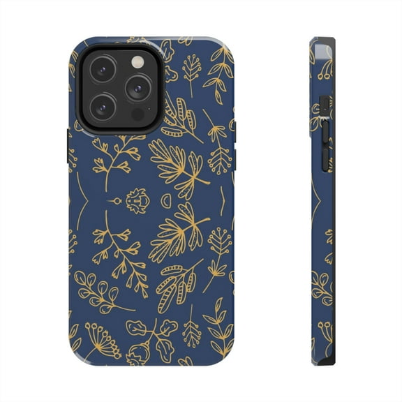 Navy BeABetterHumanStore Apple iPhone 14 Pro Max Tough Phone Case Golden Leaf Slim