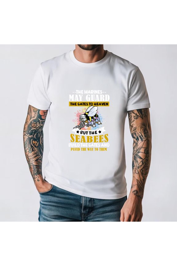 Navy Bee Inspired Retro Construction Worker Pride Graphic T-shirt, up to size 5XL.