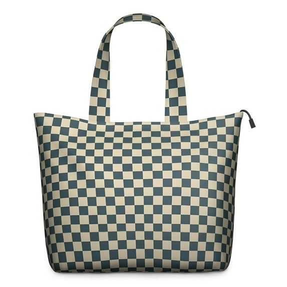 Navy and Beige Checkerboard Pattern Travel Tote Bags for Women Carry On,Large Weekender Bags for Women Travel,Multi Functional Duffle Bag for Work,Shopping,Sports