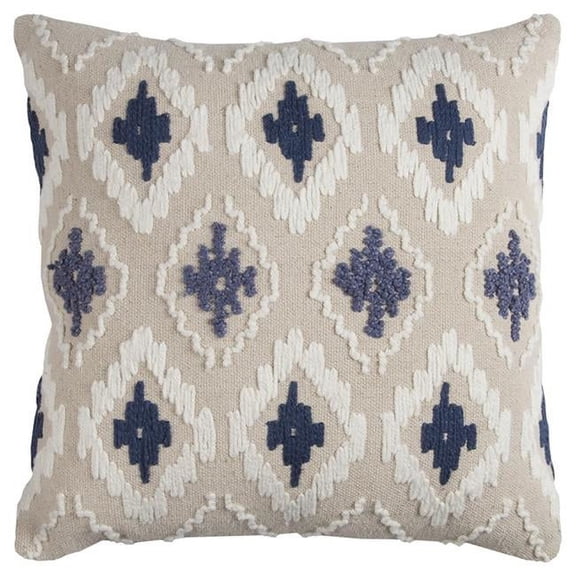 Navy & Beige Classic Ikat Pattern Throw Pillow