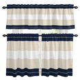 thumbnail image 1 of Navy Beige Striped Kitchen Curtains Sets for Windows 36 Inch Length, Gradient Geometric Blue White Rod Pocket Window Treatments Tier Curtains and Valances Set for Bedroom/Bathroom, 1 of 8