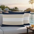 thumbnail image 1 of Navy Beige Striped Outdoor Pillow Covers 20x12 Inch Lumbar Pillow Covers Set of 2 Waterproof Decorative Throw Pillow Cases Gradient Geometric Blue White Cushion Covers for Patio Furniture Garden, 1 of 8